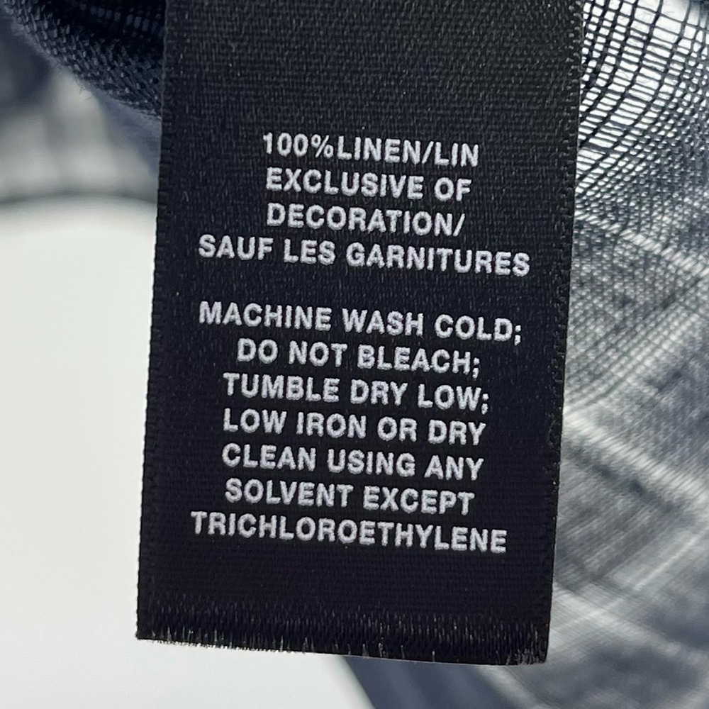 Lafayette 148 100% Linen Semisheer Navy Blue Button-Down Blouse, Women's 2X - Picture 6 of 6